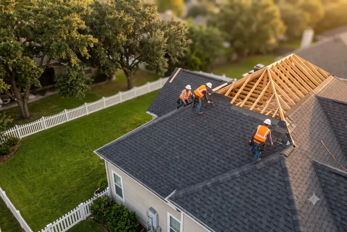 Roof repair specialist working on a roof