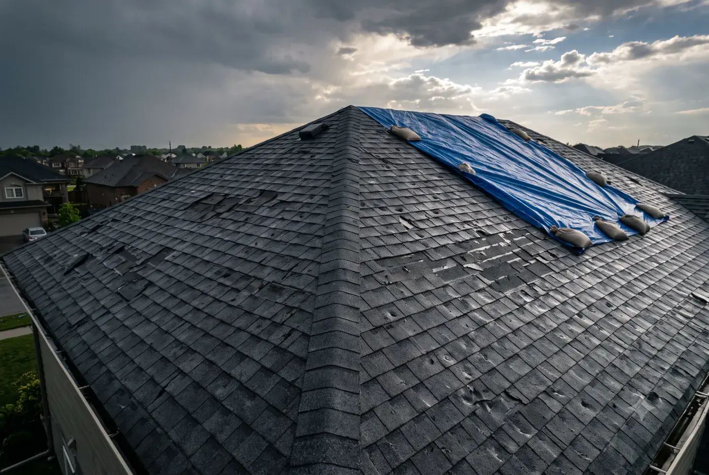 Residential roofing project with contractor